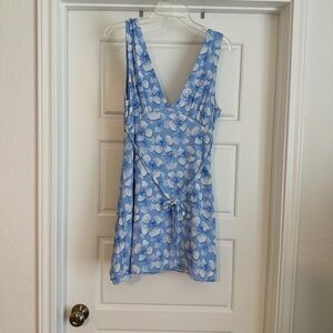 Lulu's Light Blue Floral V-Neck Dress